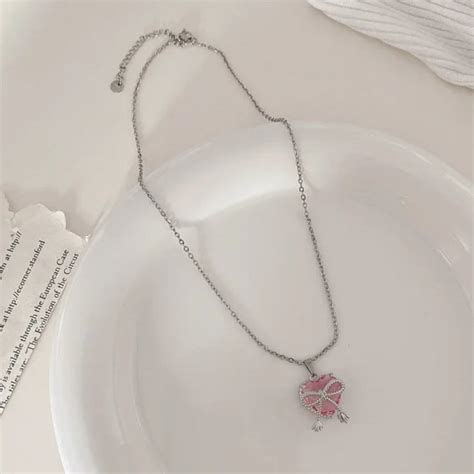 Pink Crystal Heart & Bow Necklace | Salty – Salty Accessories