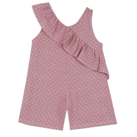 Chicco Girls Red and White Printed Short Dungaree - Bottom – Chicco India