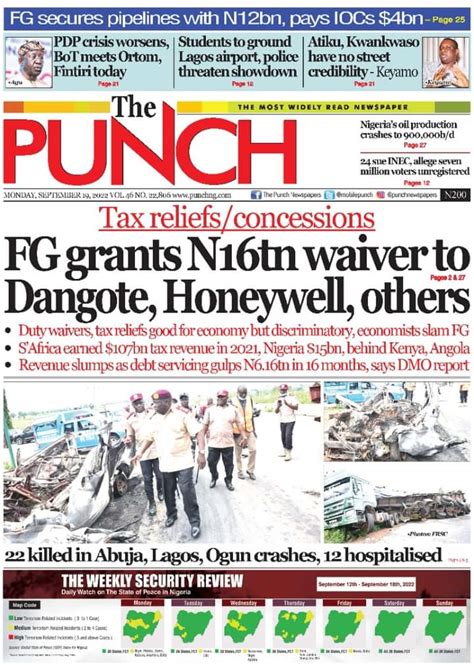 Newspaper Headlines: Nigeria's oil production crashes to 900,000 b/d ...