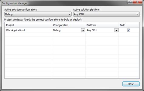 Image result for Visual Studio Configuration Manager Settings
