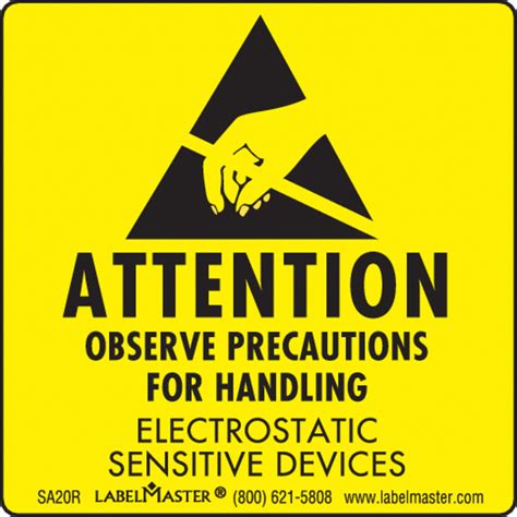 2 in x 2 in, Yellow, Attn Observe Prec Hand Label - 51ZV48|SA20R - Grainger