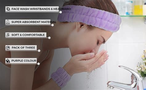 MAYCREATE® 3Pcs Spa Headband Wristband Combo Set, Elastic Hair Band for ...