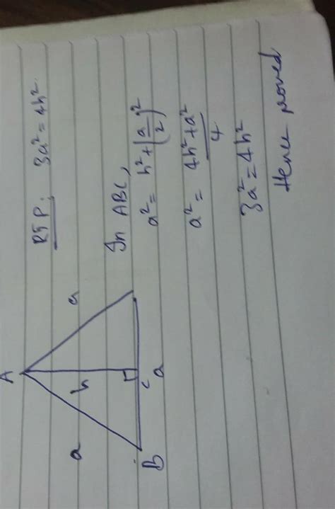 in an equilateral triangle , prove that 3times the squre of one side is ...