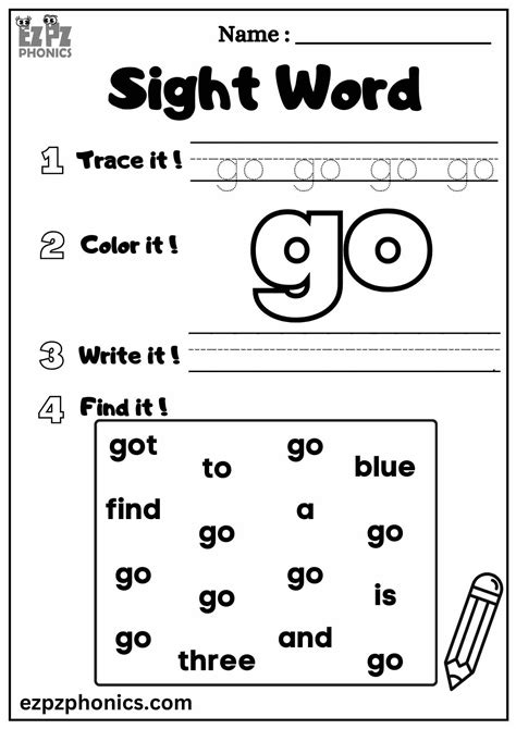 Sight Word Go Worksheet 的图像结果