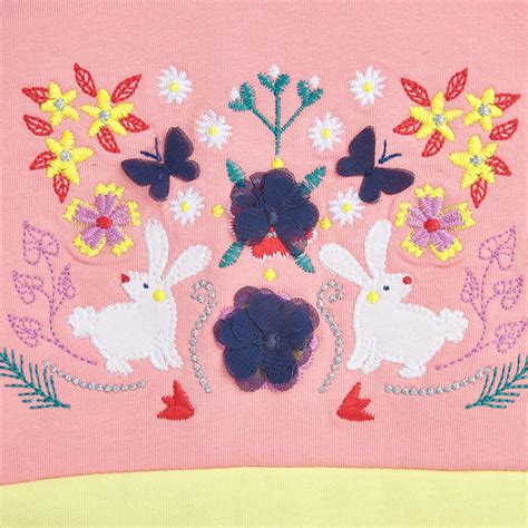 Shop Online Girls Pink And Yellow Floral Embroidered Full-Sleeve ...