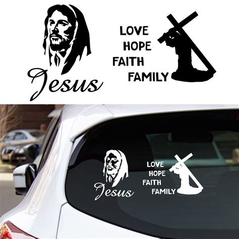 Buy 2 Pieces Jesus Car Sticker Jesus Stickers Decals Religious Car ...