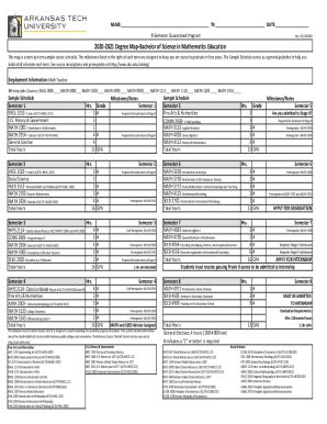 Fillable Online 2020-2021 Degree Map-Bachelor of Science in Mathematics ...