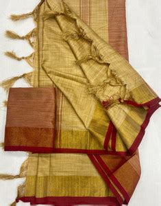 Buy KanjiQueen Woven, Solid/Plain Banarasi Cotton Blend, Pure Silk ...