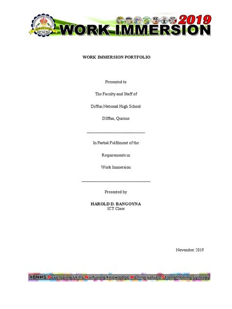 Image result for Work Immersion Example