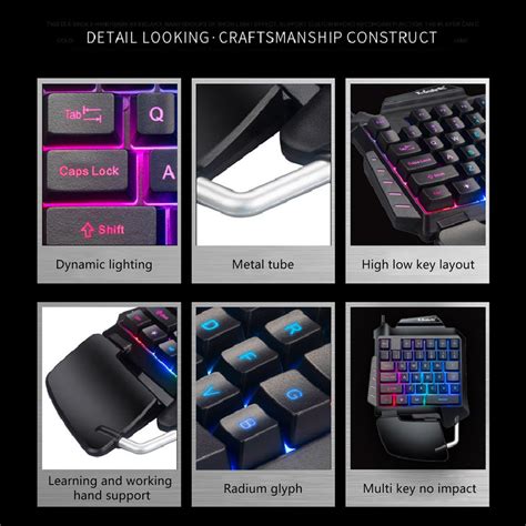 One Hand Mechanical Gaming Keyboard RGB Backlit Po... – Vicedeal