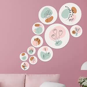 SAF set of 11 flower Mdf Wooden Wall Hanging Home Decor Plates, wall ...
