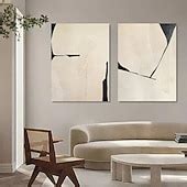 Handmade Black and White Wabi Sabi Abstract painting Wall Art Artwork ...