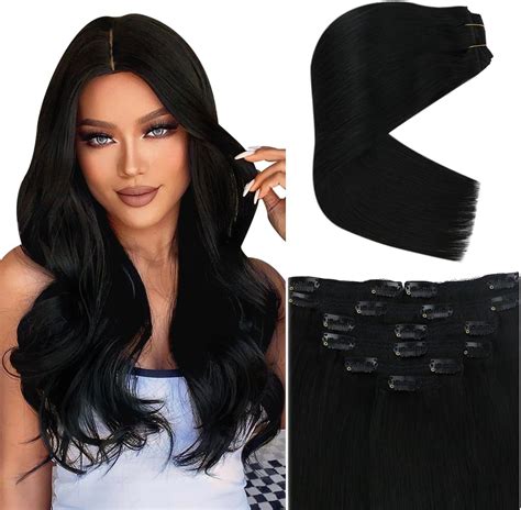 Sunny Hair Hair Extension Clips for Women Black Clip in Hair Extensions ...