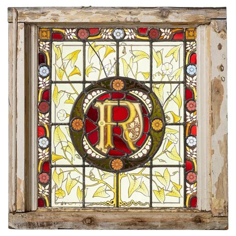 Antique Victorian Stained Glass Window with Fruiting Foliage For Sale ...