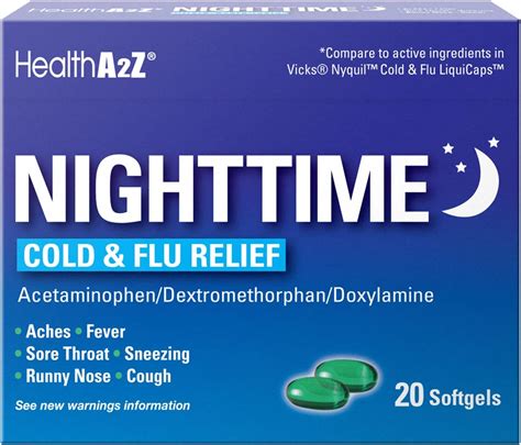 Amazon.com: GoodSense Nighttime Cold & Flu Softgels, Relieves Aches and ...