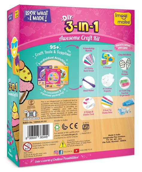 Imagimake 3 in 1 Awesome Craft Kit Multicolor - 79 Pieces – Kidsinfy.in