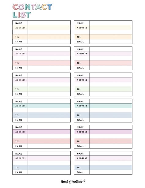 Image result for Phone List Printable