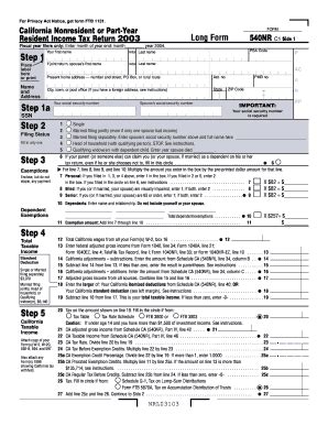 2003 - 540NR Long. Tax Form - Ftb Ca - Fill and Sign Printable Template ...