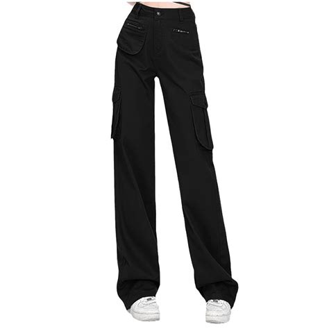 Kmdttou Cargo Pants Women Baggy Flap High Waisted Work Pants Multi ...