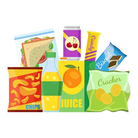 Premium Vector | Snack product set fast food snacks drinks nuts chips ...