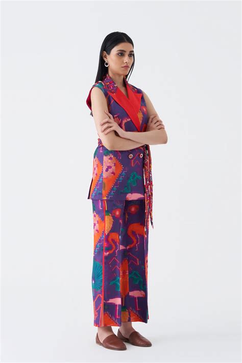 Kshitij Jalori - Print and Embroidered Oaxaca Morado Pantsuit - Elahe