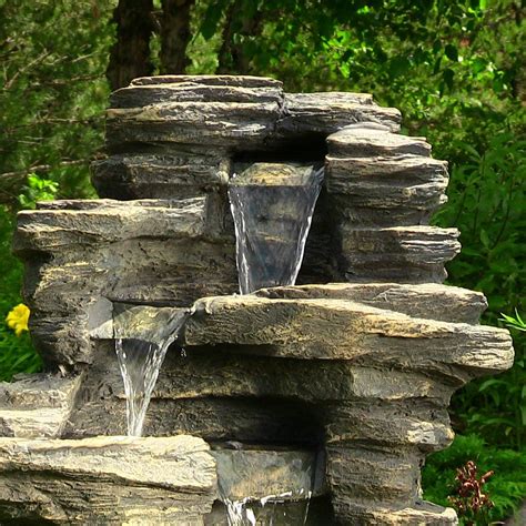 Sunnydaze Rock Falls Electric Waterfall Fountain with LED Lights, 39 ...