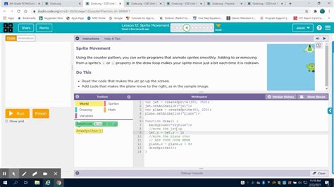 Code.org Lesson 26 Edge Sprites 的图像结果