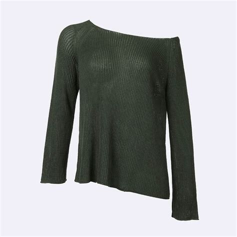 Long sleeve off shoulder knitted top – Uncut-Trends