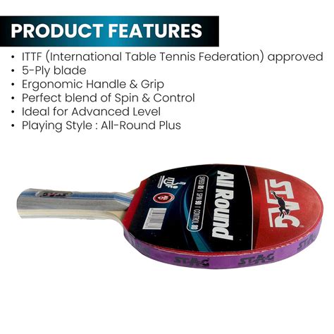 Buy now Stag All Round Table Tennis Racquet - Versatile & Durable ...