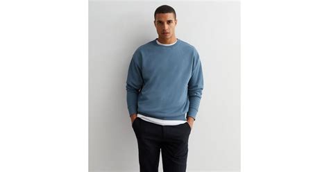 Blue Crew Neck Relaxed Fit Sweatshirt | New Look