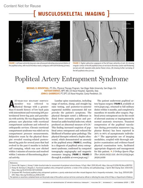 Popliteal Artery Entrapment Syndrome : Journal of Orthopaedic & Sports ...