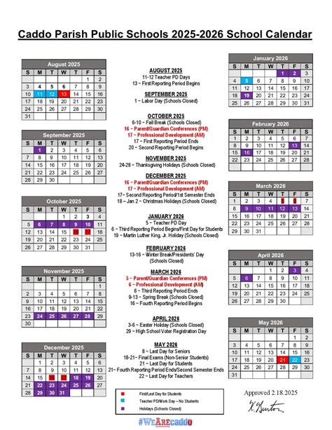 Caddo Parish Public Schools Calendar 2025-2026 (Holiday Breaks) - New ...
