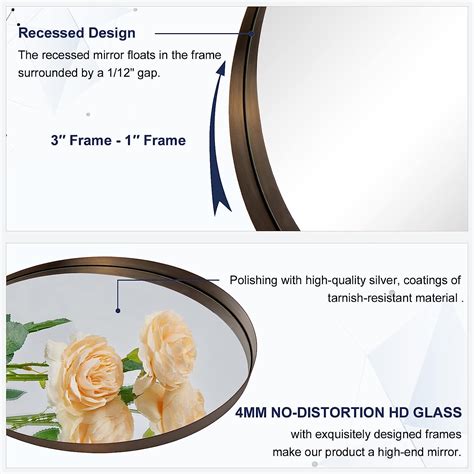 Buy ANDY STAR Bronze Round Mirror, 30 Round Bathroom Mirror Bronze for ...