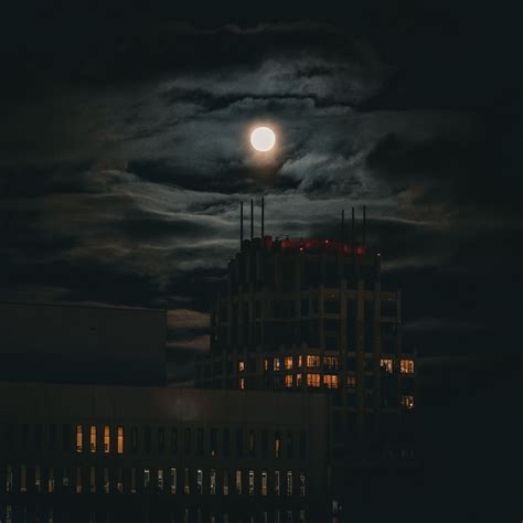 Download wallpaper 3415x3415 moon, building, lights, night, dark ipad ...