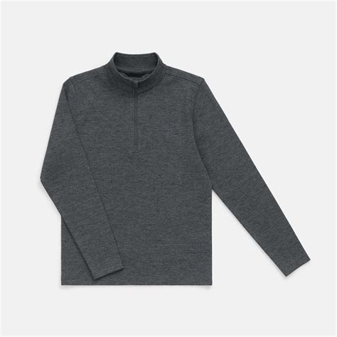 Merino Wool Quarter-Zip Ponte Pullover | Black Marl – Quarter Zip ...