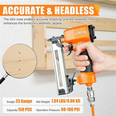 KAMSIN P625 23 Gauge Pneumatic Pin Nailer Kit Headless India | Ubuy
