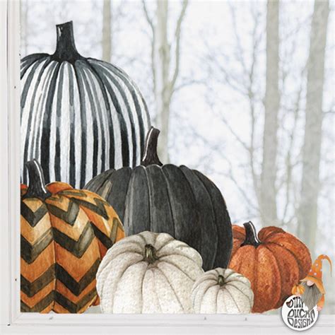 Buy 2pk Halloween Pumpkin Window Clings - Autumn Window Decals - Orange ...