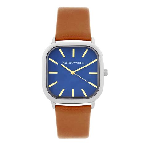 Shop online Vera Elegance Dark Blue Square Dial Watch with a Rich Brown ...