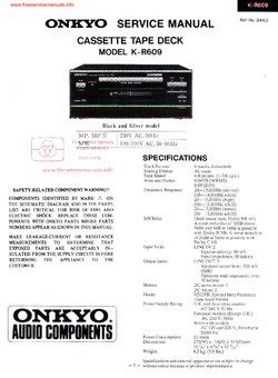 Onkyo K-R609 Service Manual PDF Free Download