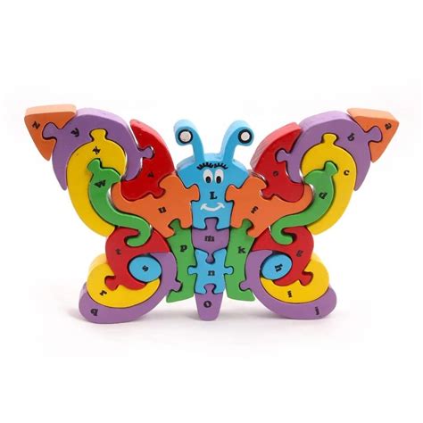 AMRAD® Butterfly A-Z Puzzle- Wooden Toy ABC Puzzle Game- Wooden Puzzle ...