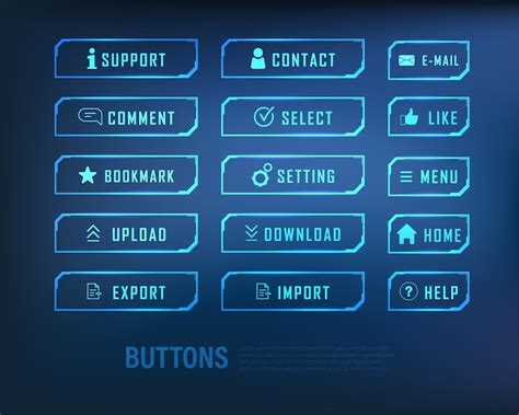 Button collection scifi style set color blue | Premium Vector