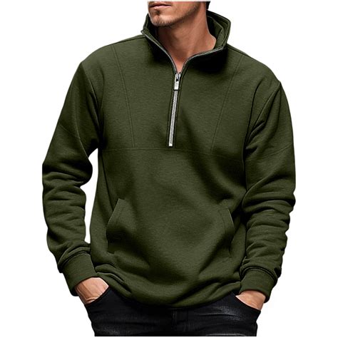 3/4 Zip Pullover Mens Athletic Mock Neck Sweatshirt Casual Long Sleeve ...