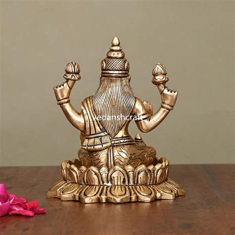 Brass Superfine Lotus Goddess Lakshmi Idol (5.5 Inch) – Vedansh Craft