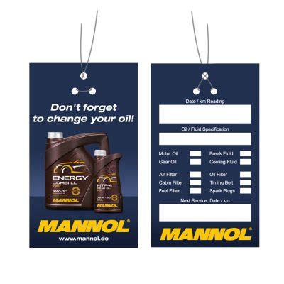 MANNOL Oil Change Label
