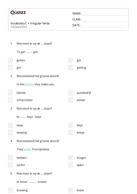 50+ Irregular Verbs worksheets for Kindergarten on Quizizz | Free ...
