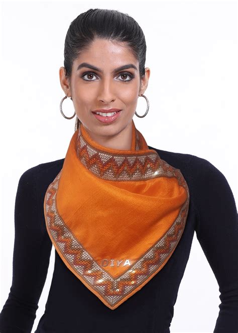 Get Customized Orange Raw Silk Sequined Neck Warmer at ₹ 3000 | LBB Shop