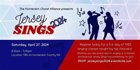 Jersey Sings 2024! A Free Level Up Your Singing Event, Hunterdon County ...