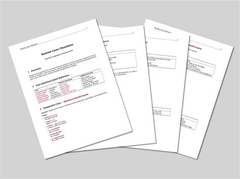 Russian Cases Cheatsheet