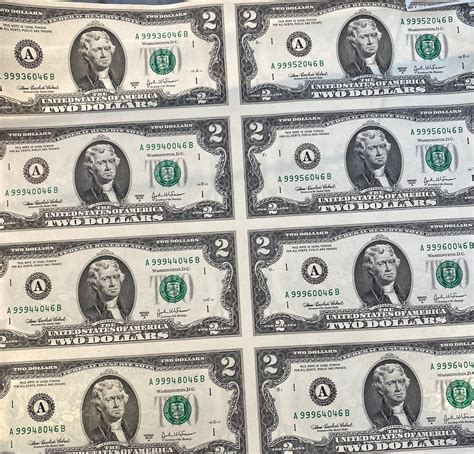 2003-A 8 Uncut $2 Bills | Property Room