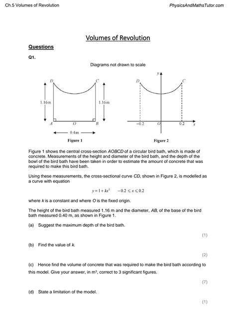 SOLUTION: Ch 5 volumes of revolution edexcel further maths a level cp1 ...